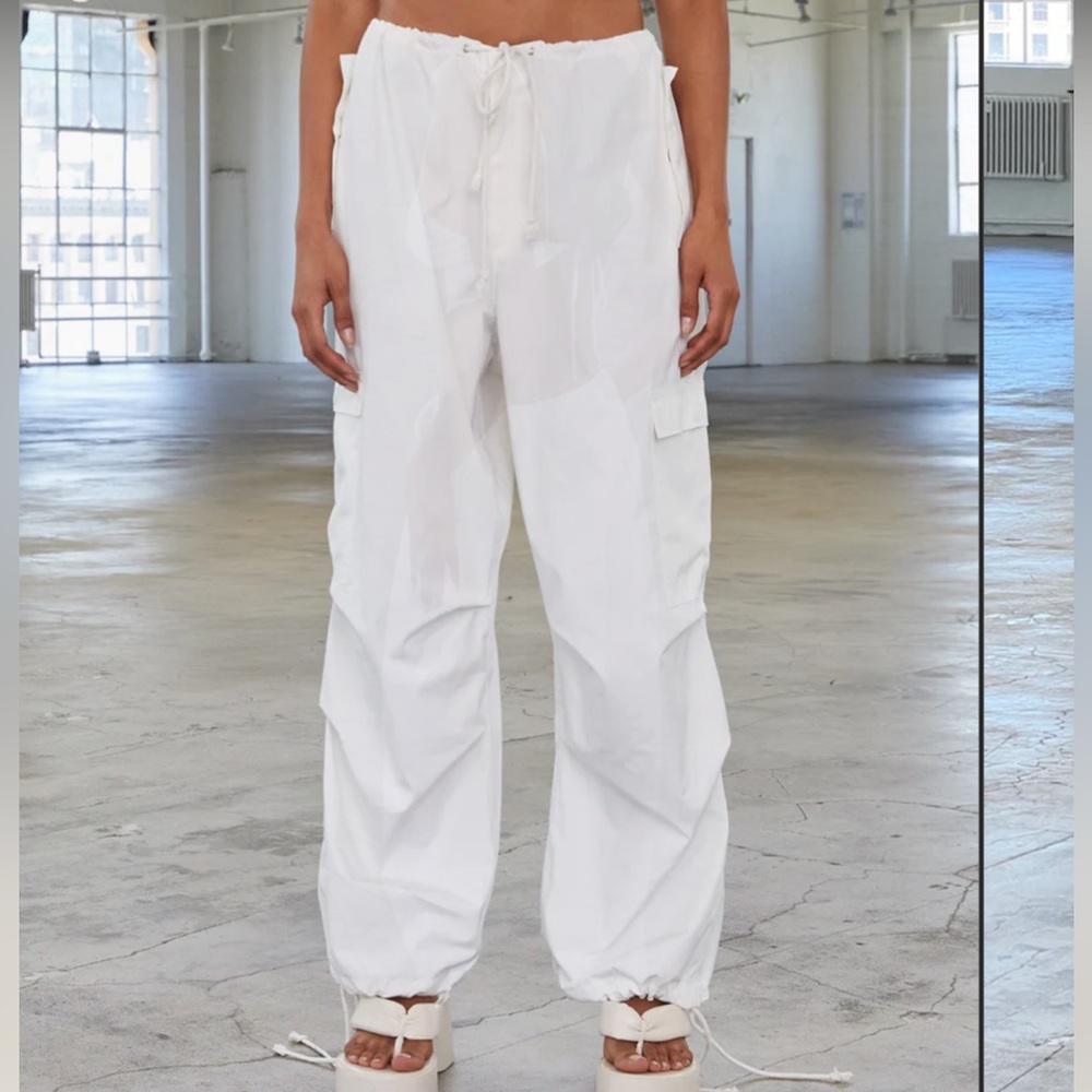 Local European white parachute pants